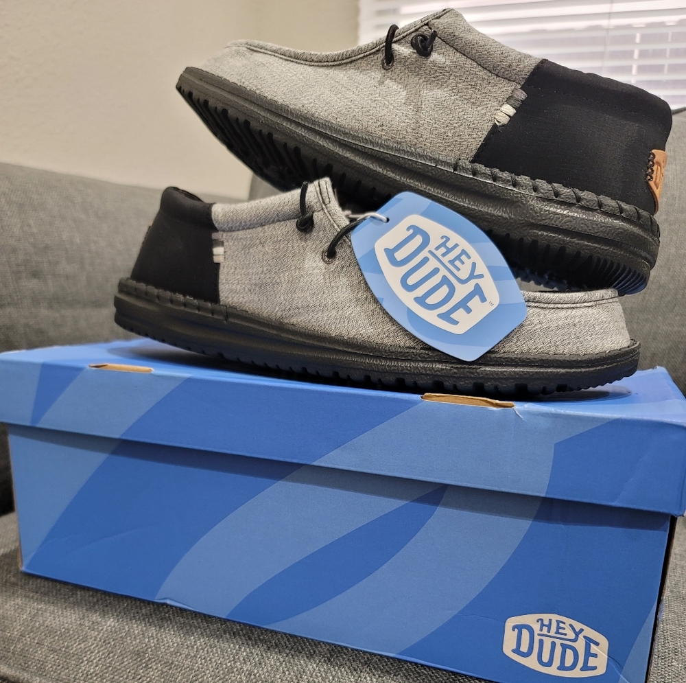 Hey Dude Black and Gray Loafers Slip-Ons